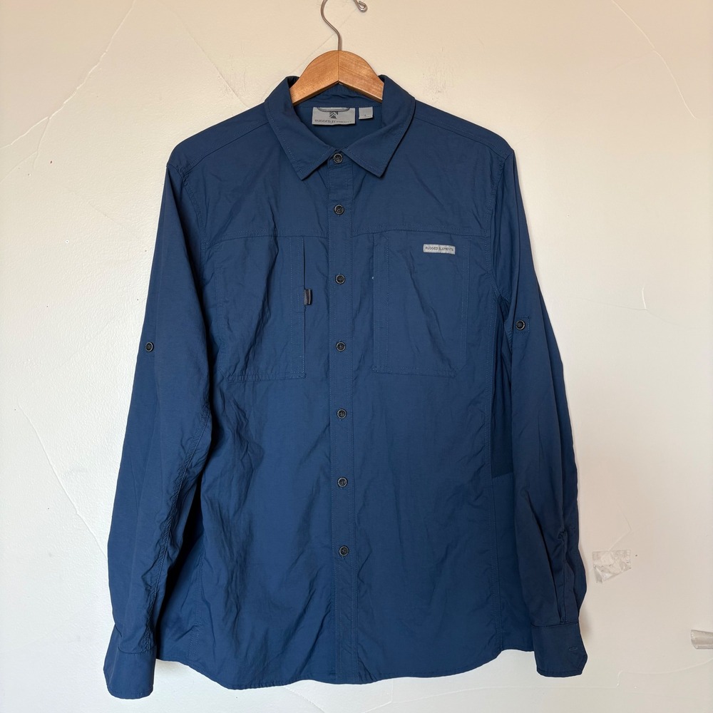Rugged Elements Long Sleeve Button Up‎ Outdoor Guide Shirt Men's  L Blue